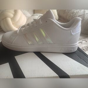 Adidas White Sneakers with Iridescent Accents